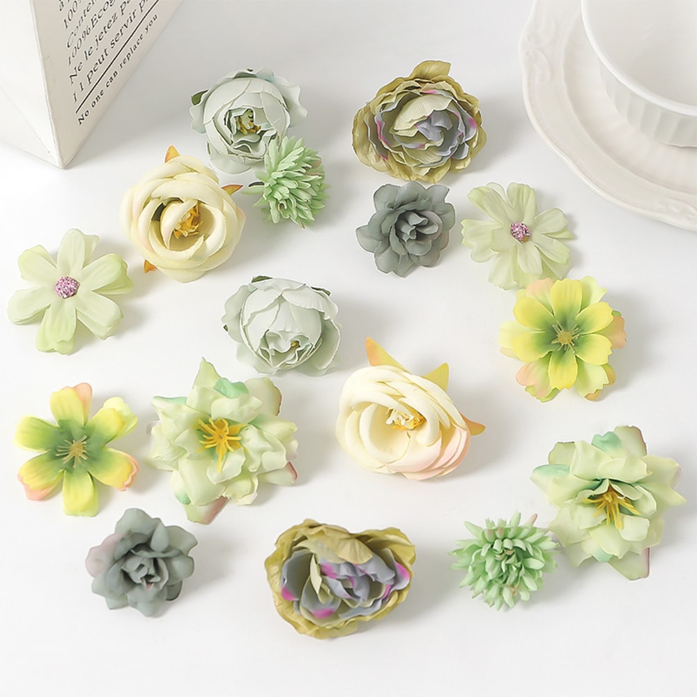 Artificial Rose Mixed Silk Flower Heads For Baby Shower Wedding Decor DIY Crafts 13