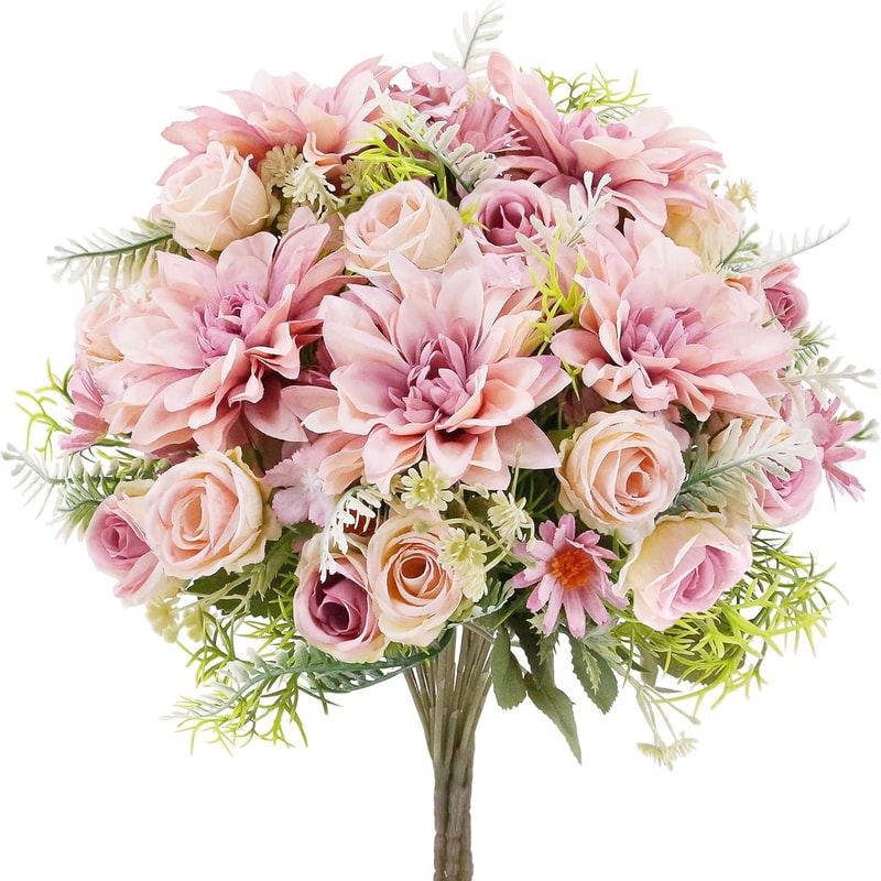 Artificial Rose Flowers Wedding Home Decor Silk Dahlia Hydrangeas Bridal Bouquet Vase For Outdoor G 11