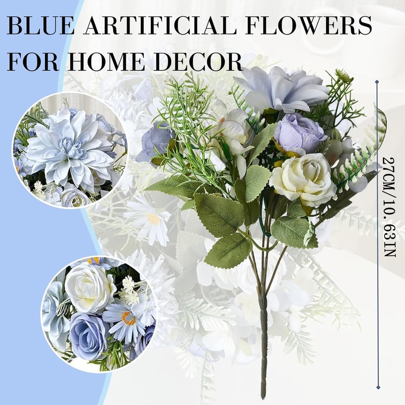 Artificial Rose Flowers Wedding Home Decor Silk Dahlia Hydrangeas Bridal Bouquet Vase For Outdoor G 6