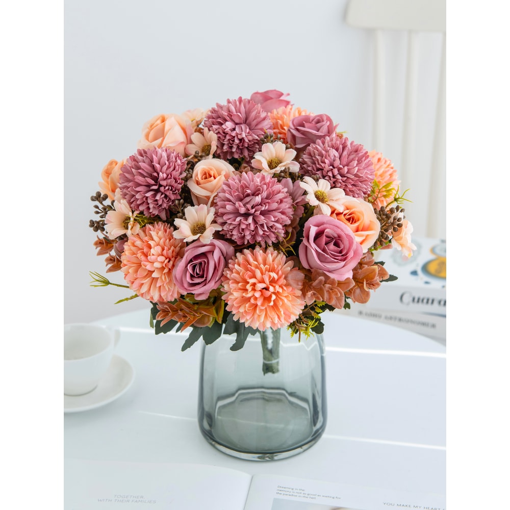 Artificial Silk Rose Flowers Wreaths Wedding Home Room Decoration Photography Props 0