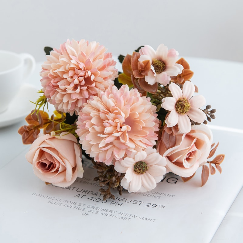 Artificial Silk Rose Flowers Wreaths Wedding Home Room Decoration Photography Props 5