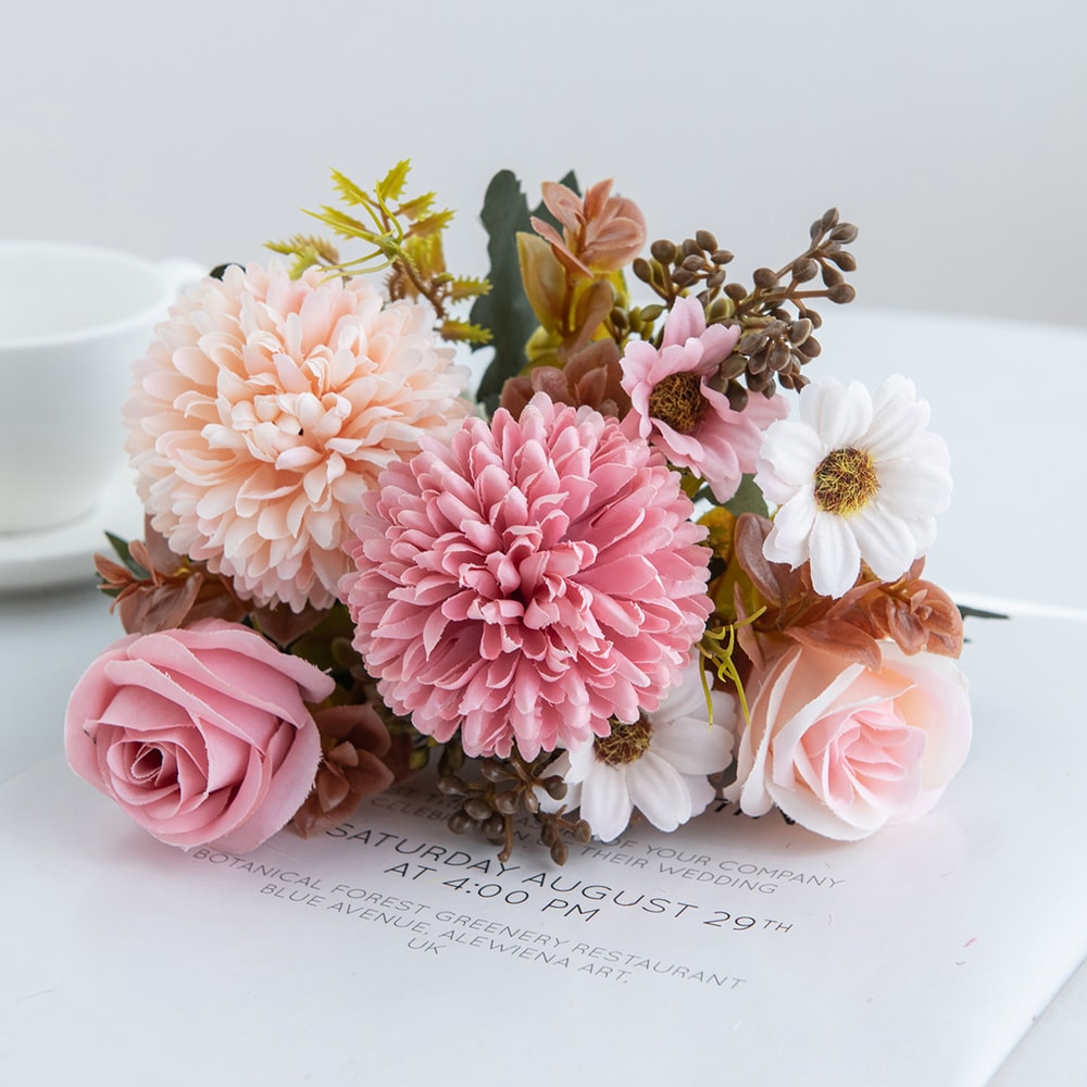 Artificial Silk Rose Flowers Wreaths Wedding Home Room Decoration Photography Props 7