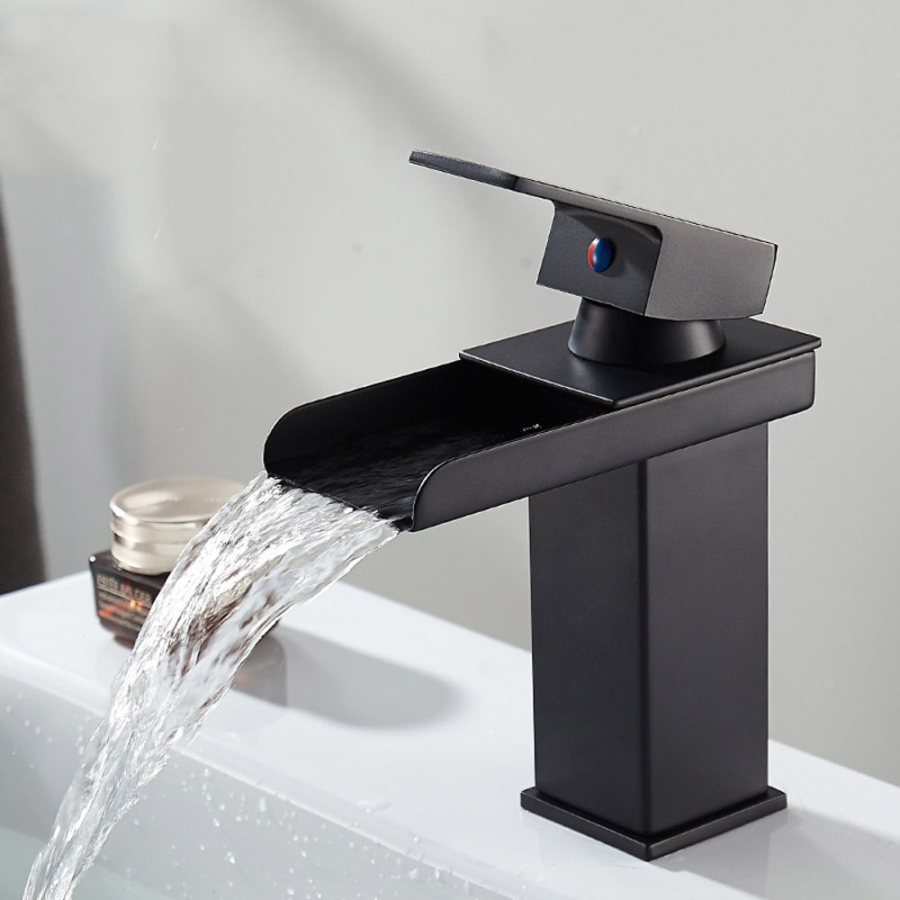 Wide Mouth Stainless Steel Faucet For Bathroom Basin Hot And Cold Waterfall Above Counter Faucet 5