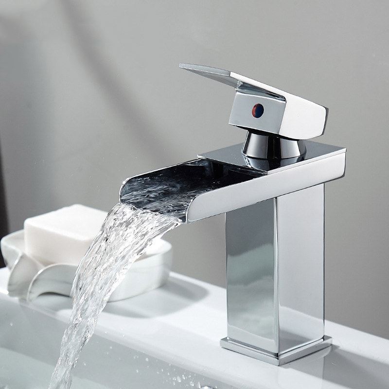 Wide Mouth Stainless Steel Faucet For Bathroom Basin Hot And Cold Waterfall Above Counter Faucet 6