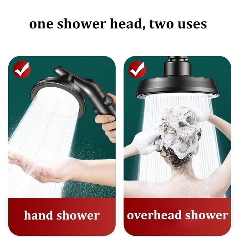 Large Water Outlet Handheld Overhead Shower Head, Dual Purpose Booster Shower Set Elbow Bathroom Accessories