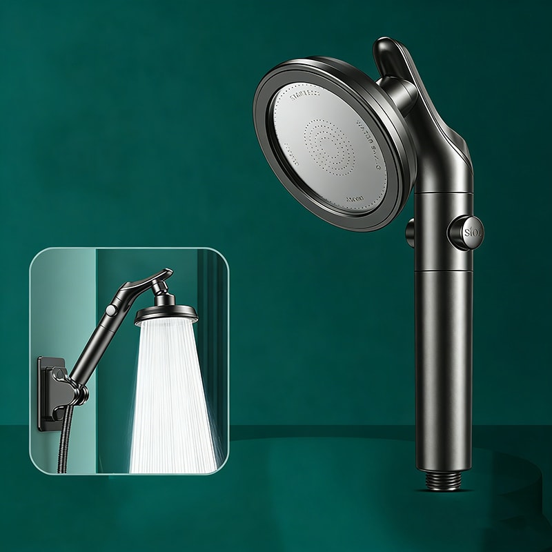 Large Water Outlet Handheld Overhead Shower Head, Dual Purpose Booster Shower Set Elbow Bathroom Accessories
