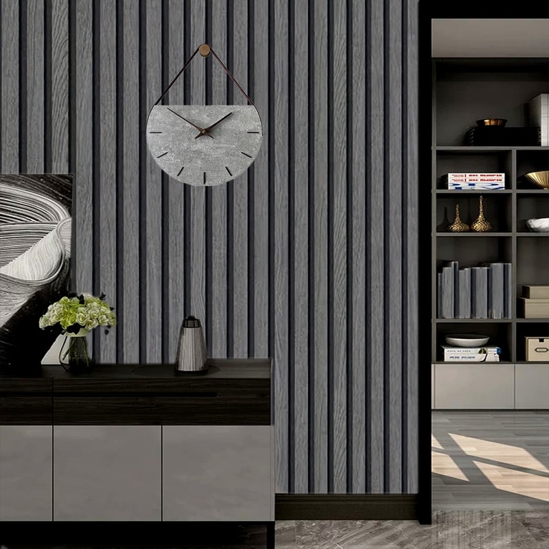 Waterproof SelfAdhesive New Black And Gray Grille Wood Grain Wallpaper Stylish Background Wall Pape 1