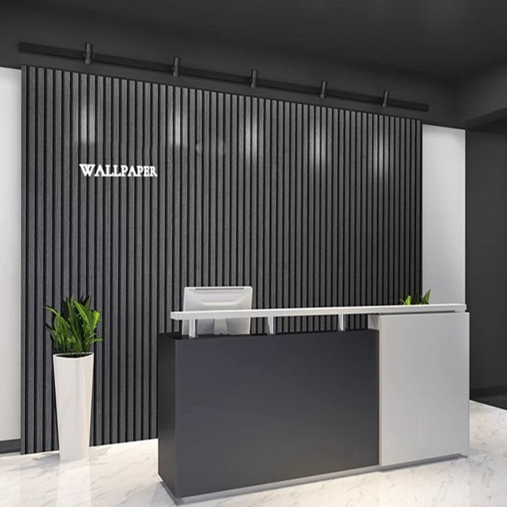 Waterproof SelfAdhesive New Black And Gray Grille Wood Grain Wallpaper Stylish Background Wall Pape 2