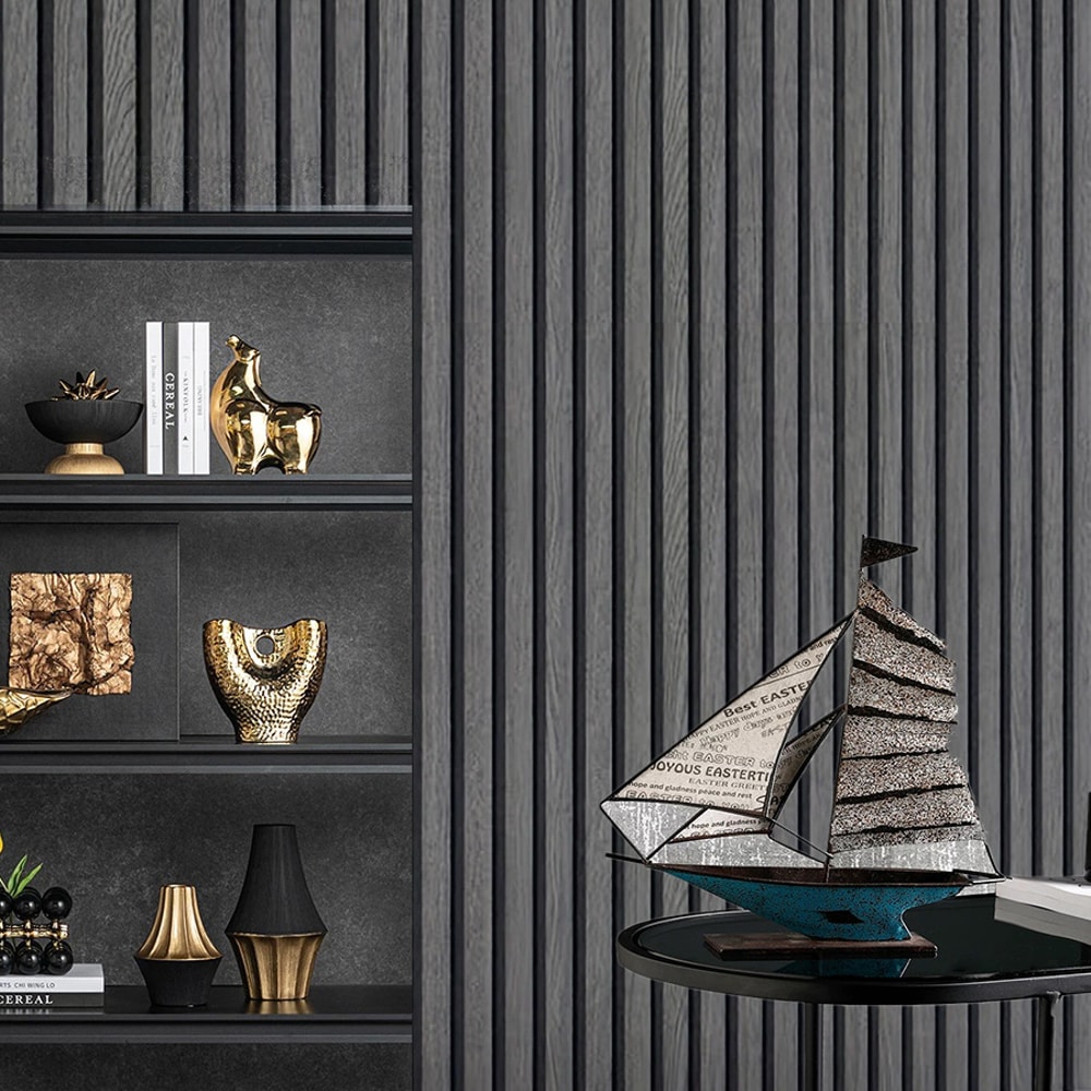 Waterproof SelfAdhesive New Black And Gray Grille Wood Grain Wallpaper Stylish Background Wall Pape 4