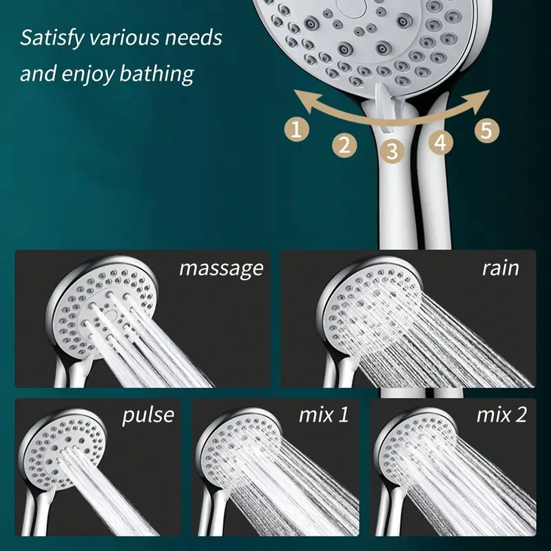 Fivespeed Large Water Outlet Shower Head Set Adjustable High Quality Plastic Sealed Universal Handh 3