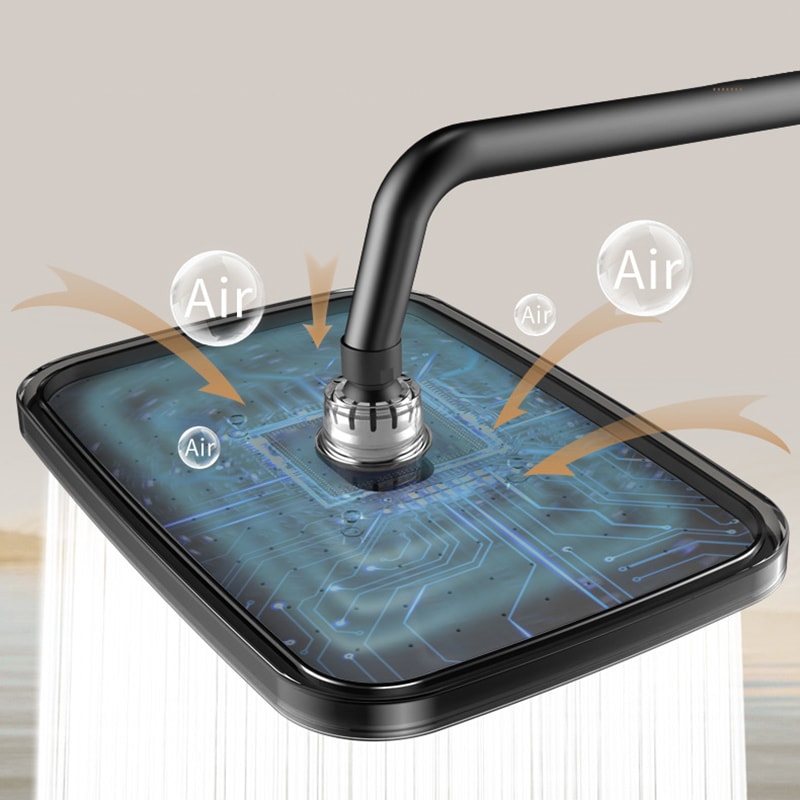 Square Booster Top Spray Shower Head Set Large Anticlogging Bathroom Shower Head 2