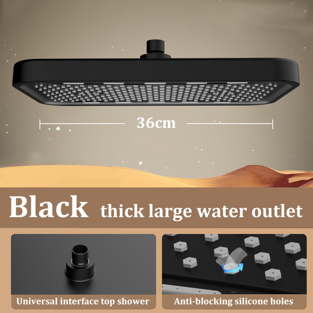 Square Booster Top Spray Shower Head Set Large Anticlogging Bathroom Shower Head 6