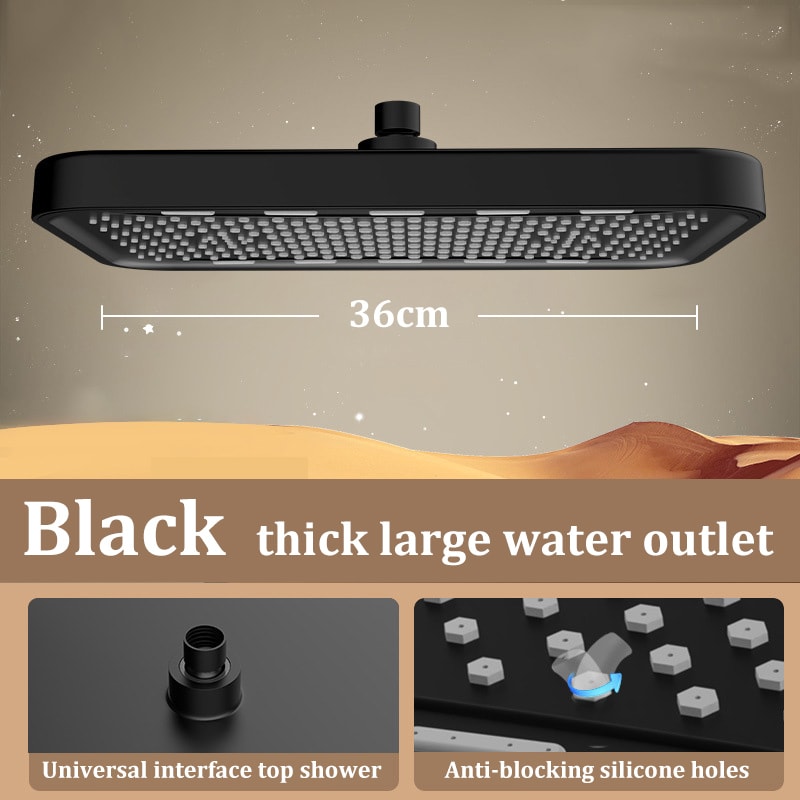 Square Booster Top Spray Shower Head Set Large Anticlogging Bathroom Shower Head 6