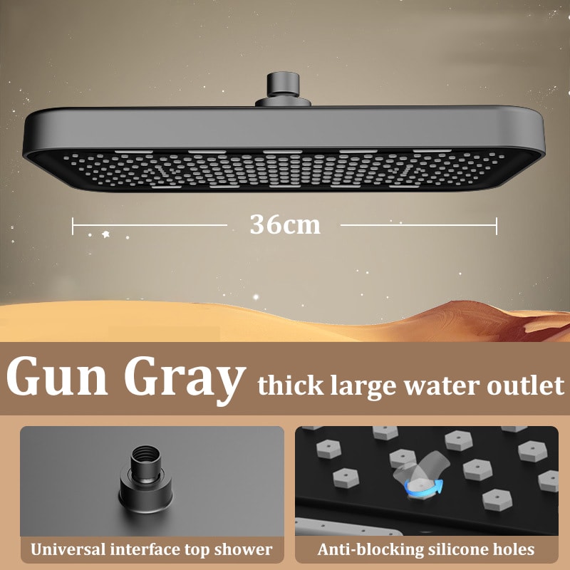 Square Booster Top Spray Shower Head Set Large Anticlogging Bathroom Shower Head 8