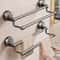 Punchfree Aluminum Double Rod Towel Shelf Bathroom Hanging Towel Slipper Storage Rack 0