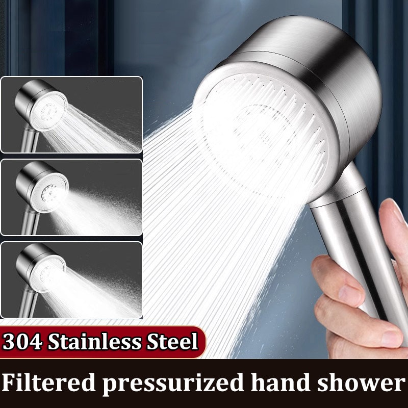 High Quality Stainless Steel Shower Head Set Boost Filter Large Water Volume Handheld Bathroom Show 1