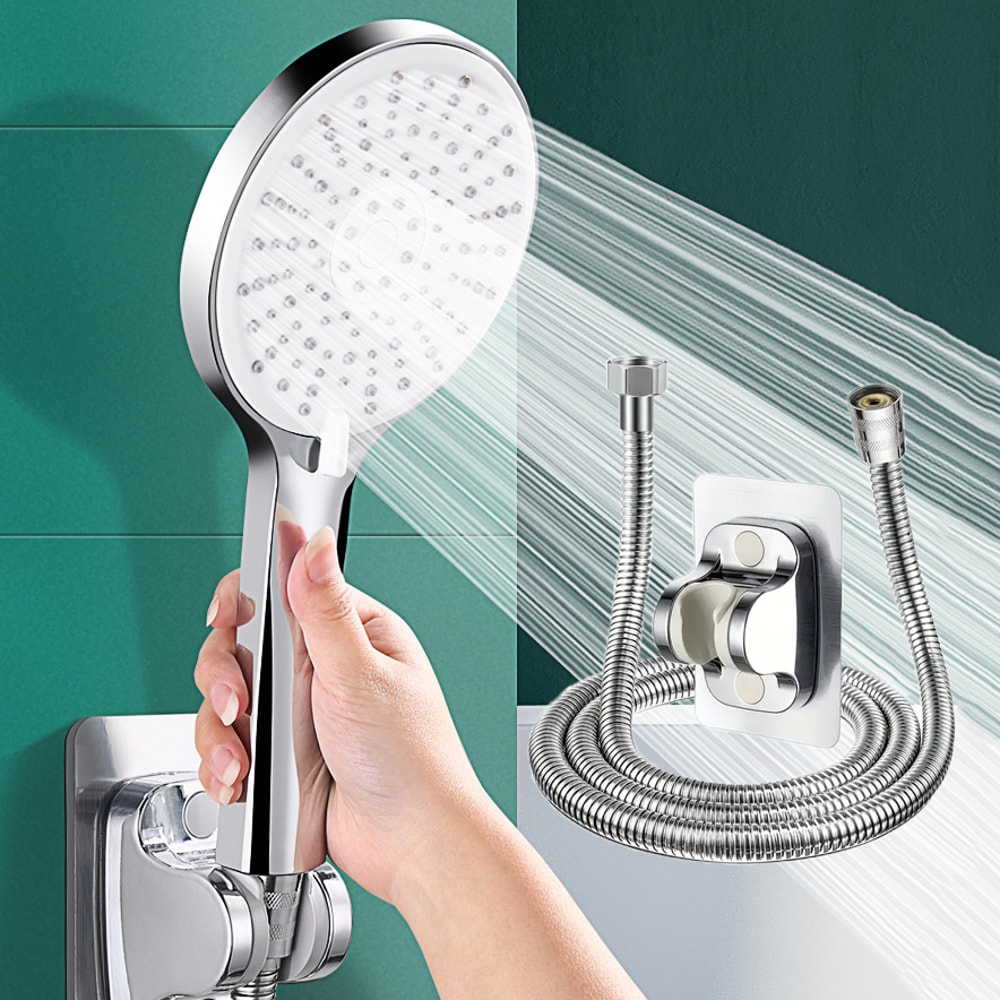 Large Water Volume 5speed Shower Head With Boost Function And Universal Filter Bathroom Set 0
