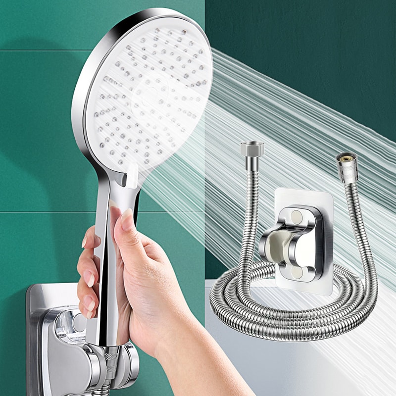 Large Water Volume 5speed Shower Head With Boost Function And Universal Filter Bathroom Set 0