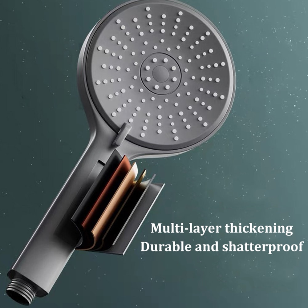 Large Water Volume 5speed Shower Head With Boost Function And Universal Filter Bathroom Set 1