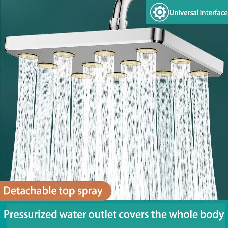 Large Water High Pressure Shower Head Top Spray Small Waist Pressurized Bath Set 2