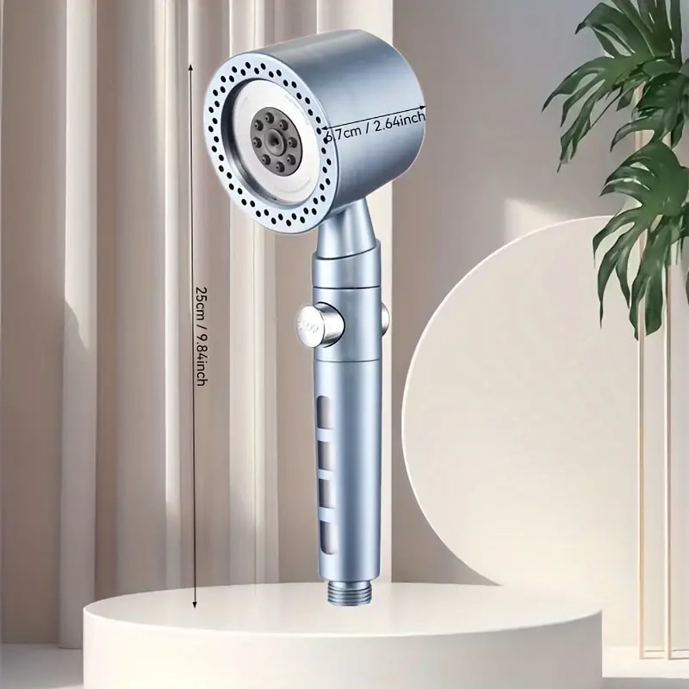 New High Pressure Water Saving Handheld Shower Head With Modes One Button Stop Bathroom Accessories