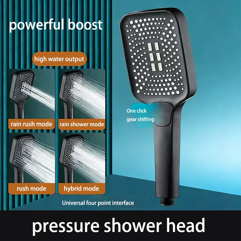 Large Outlet Pressurized Adjustable Square Shower Head Household Bath Rain Shower Head Set With Wat 1