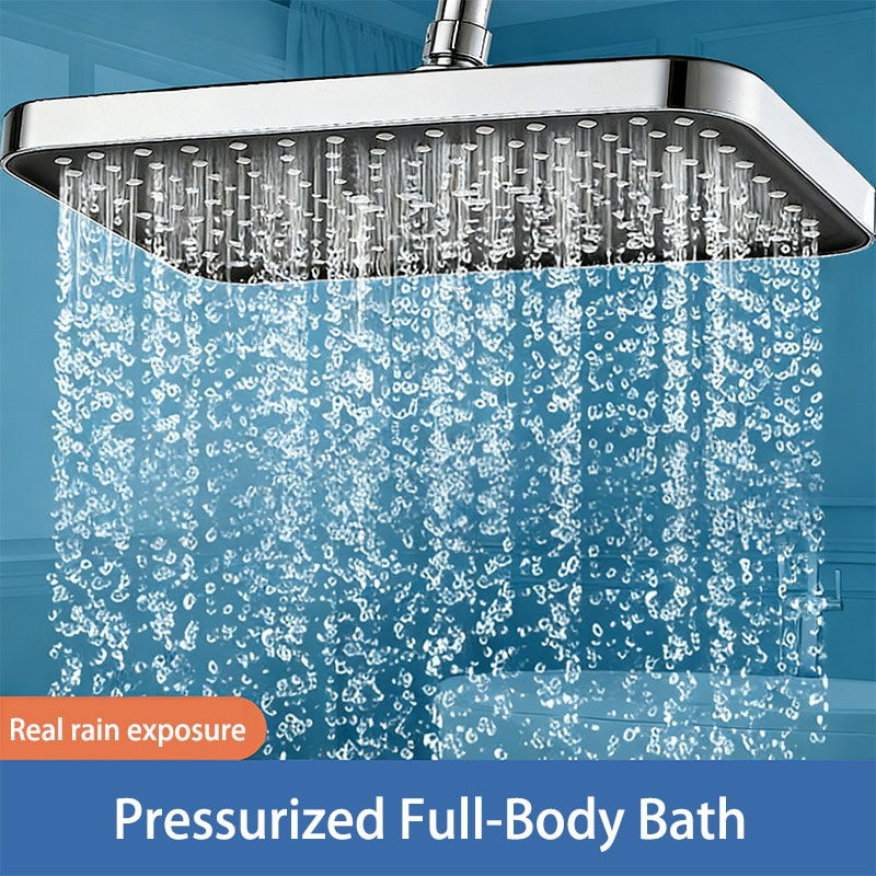 Adjustable Pressurized Shower Head Large Panel Top Spray Universal Bathroom Set 2