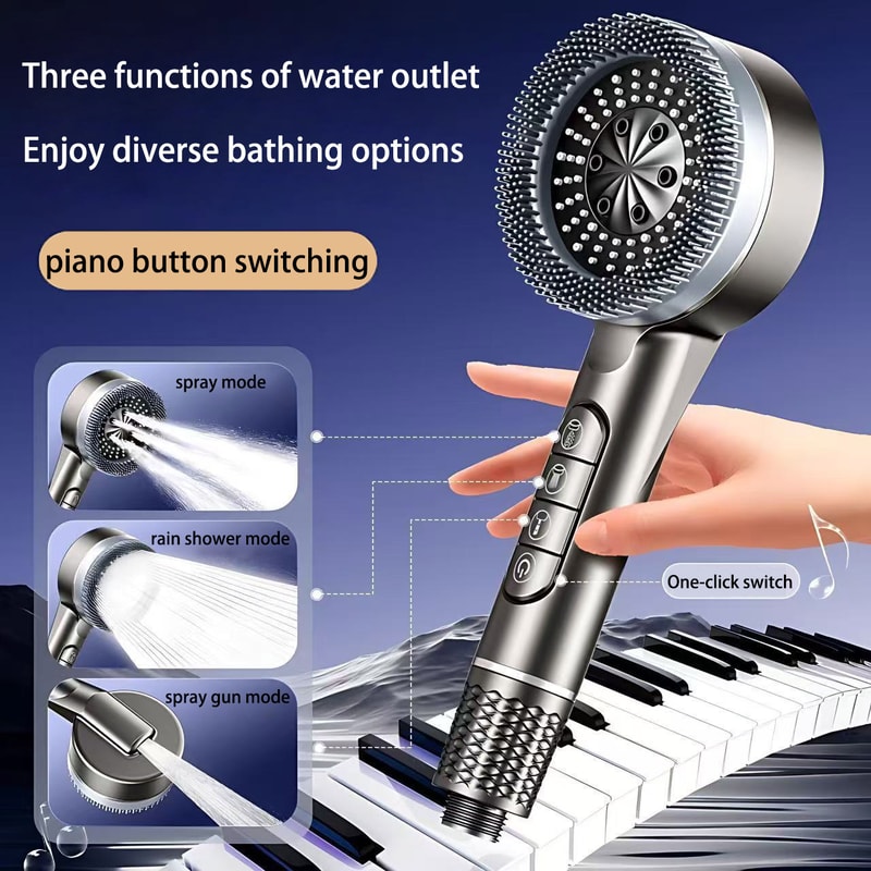 Adjustable FourSpeed Handheld Shower Head With Water Heater Booster And Bathroom Bracket Set 1