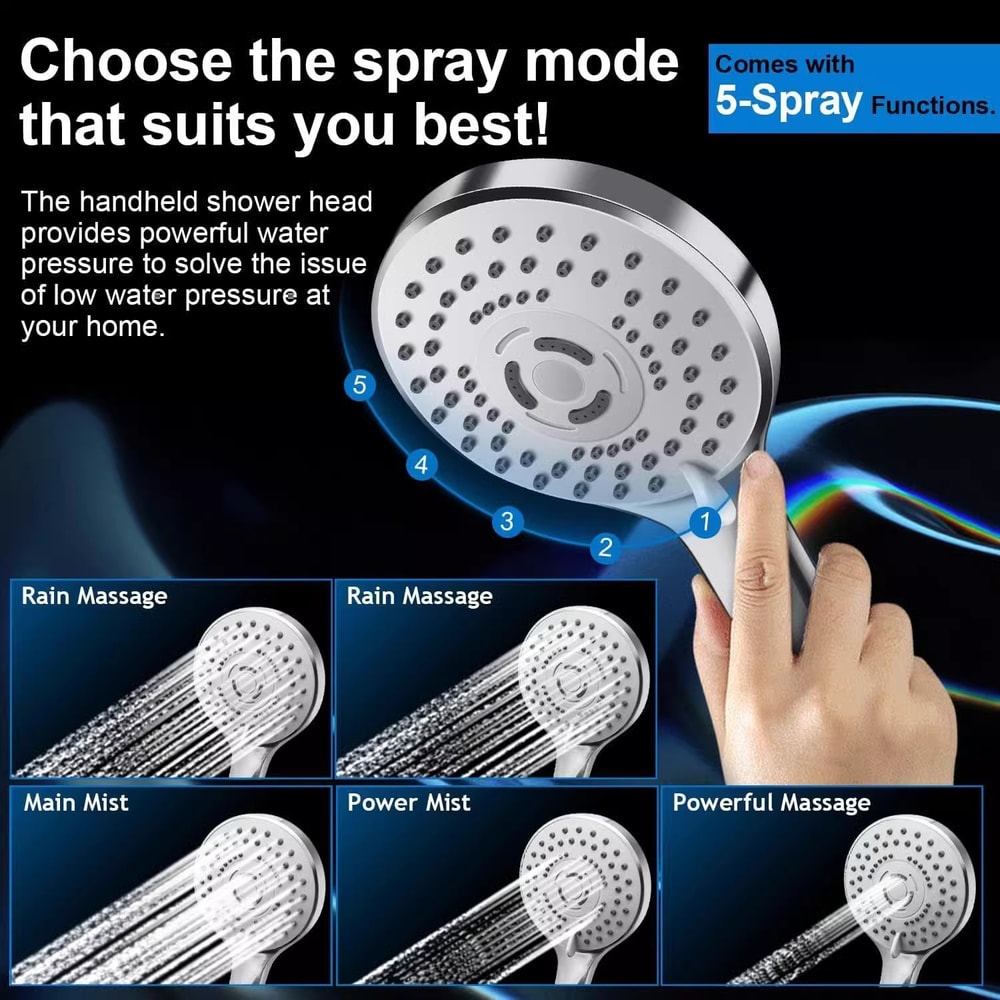 Stainless Steel Overhead Showerhead Wall Mounted Set With Extension Arm 1