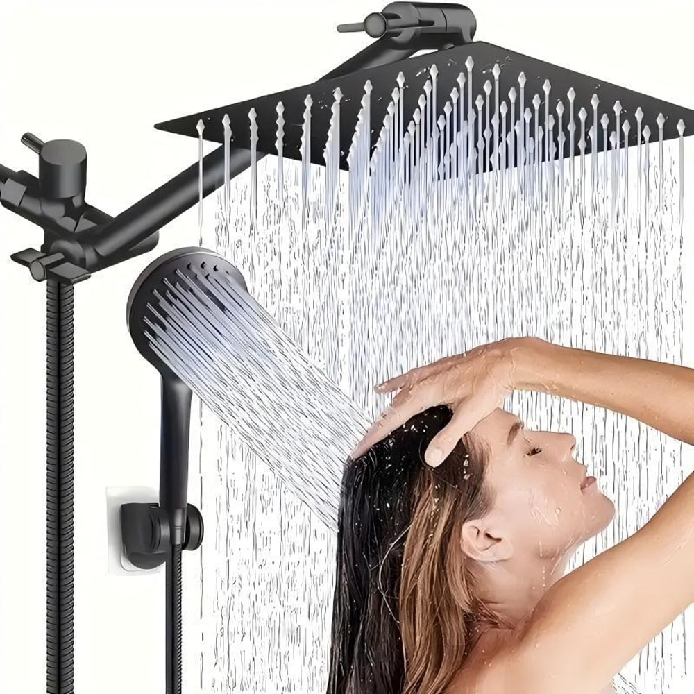 Stainless Steel Overhead Showerhead Wall Mounted Set With Extension Arm 0