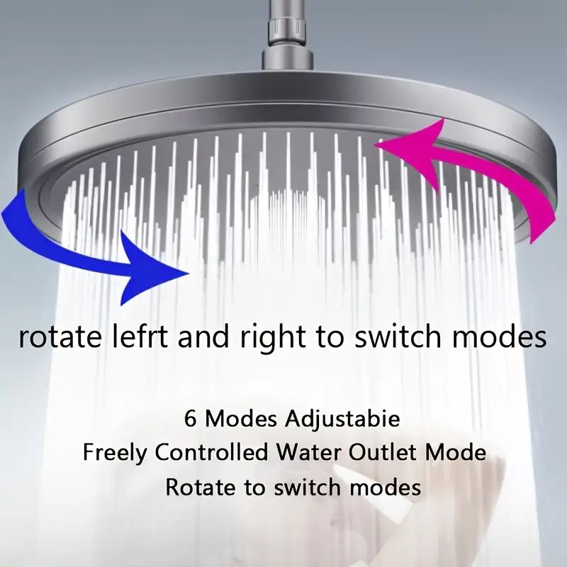 Large Panel Shower Head Modes Pressurized Rain Shower Head High Pressure Top Shower Faucet 1