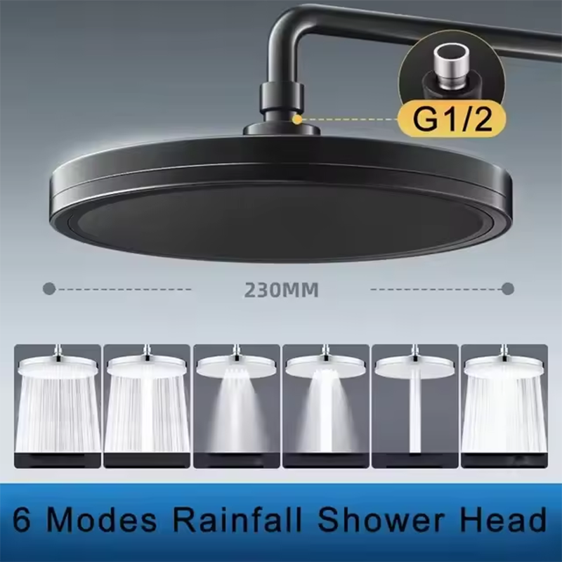 Large Panel Shower Head Modes Pressurized Rain Shower Head High Pressure Top Shower Faucet 7