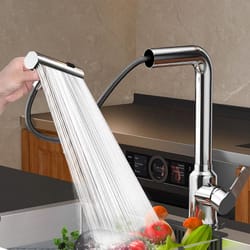 multifunctional stainless steel kitchen faucet pull-out hot and cold rotatable sink splash-proof household universal