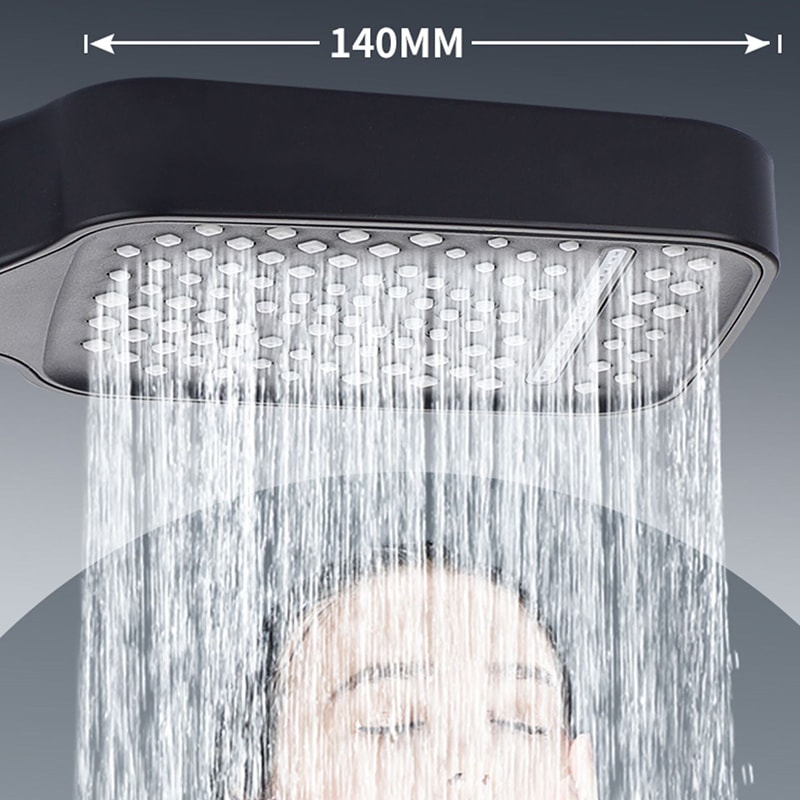 High Pressure Water Saving 7 Modes Adjustable Shower Head One Button Stop Large Panel Bathroom Set 5