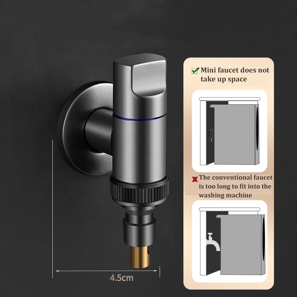 All-Copper Automatic Water Stop Valve Clip-on Faucet Joint Washing Machine Drum Universal