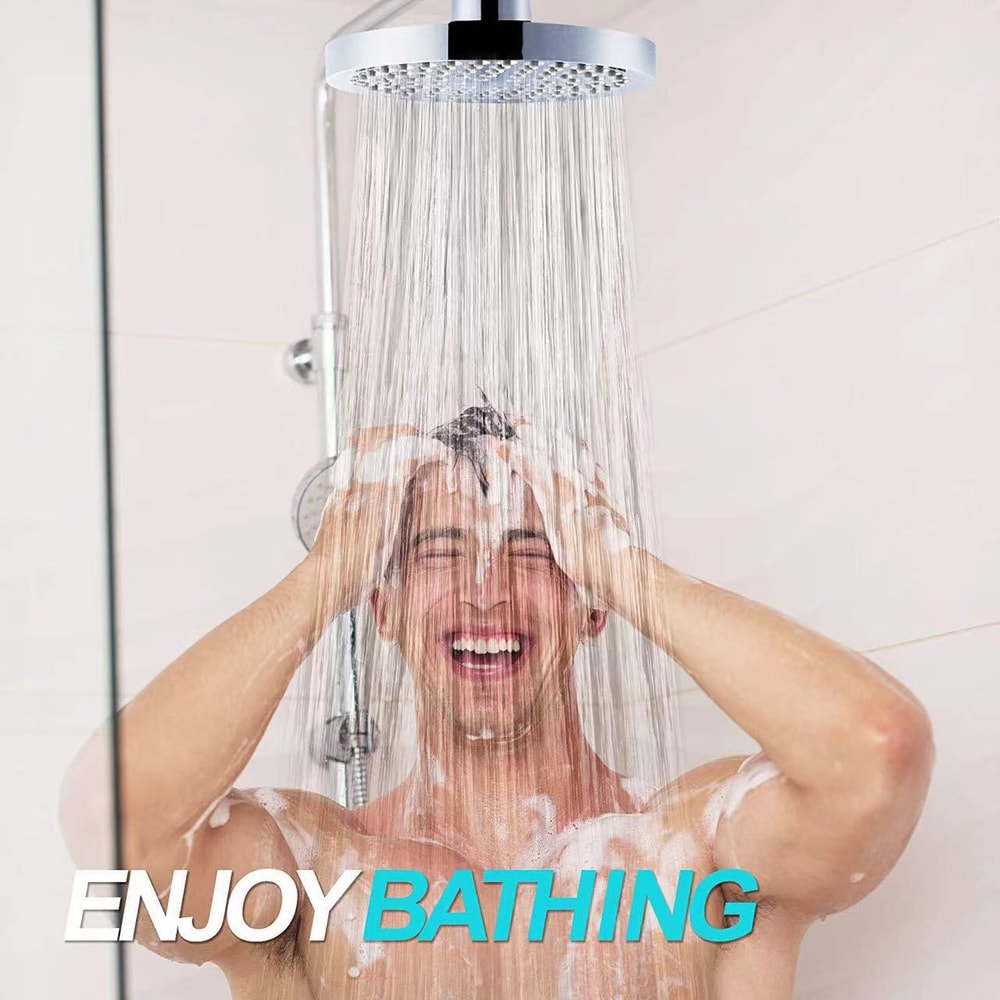 Fully Electroplated Round Booster Shower Head Bathroom Set With Extension Shower Rod For Home Use 2