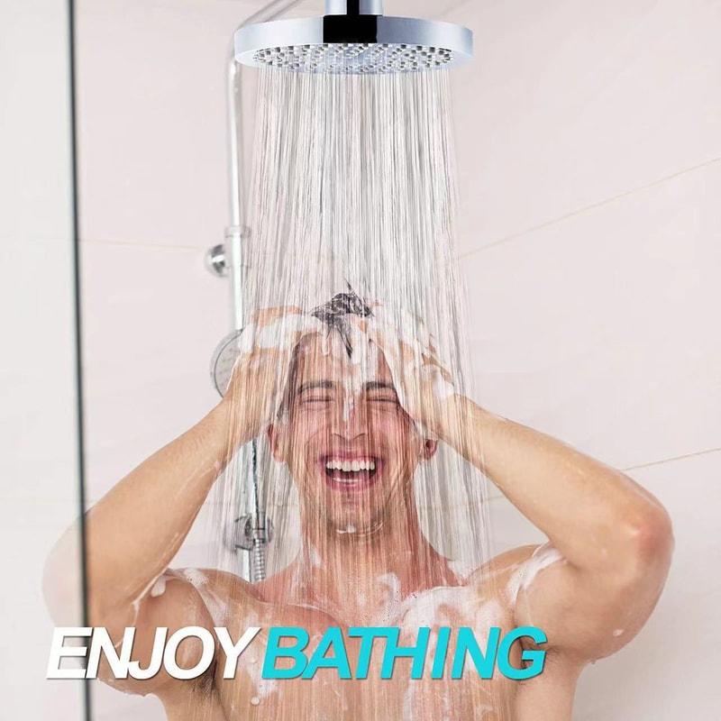 Fully Electroplated Round Booster Shower Head Bathroom Set With Extension Shower Rod For Home Use 2