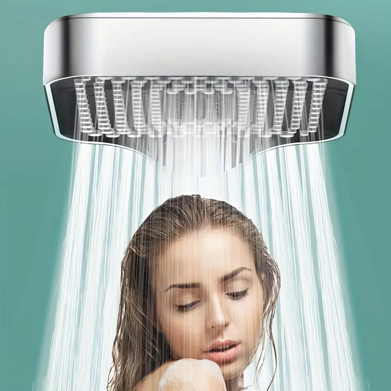 Silver Booster Shower Head Square Button Adjustable Shower Head Thickened Water Outlet Set For Ulti 0