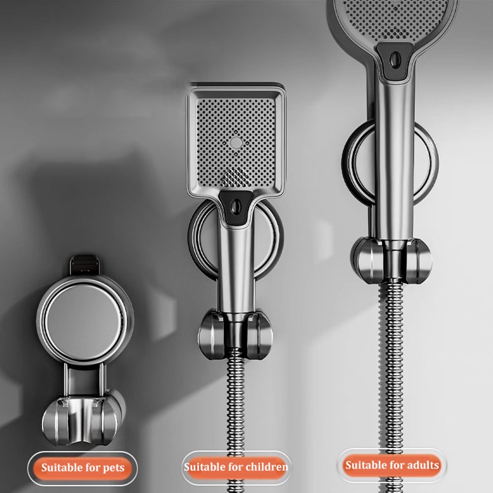 Removable Punchfree Suction Cup Shower Bracket Adjustable Bathroom Shower Rack 3