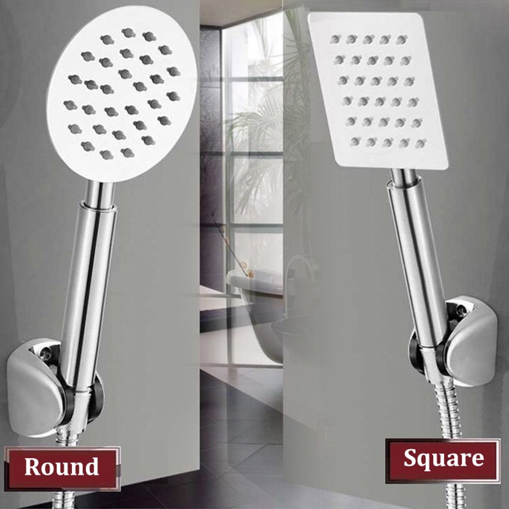 Booster Shower Head Handheld Set Stainless Steel Silicone Water Outlet Round Square 0