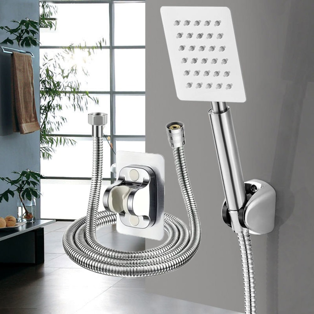 Booster Shower Head Handheld Set Stainless Steel Silicone Water Outlet Round Square 7