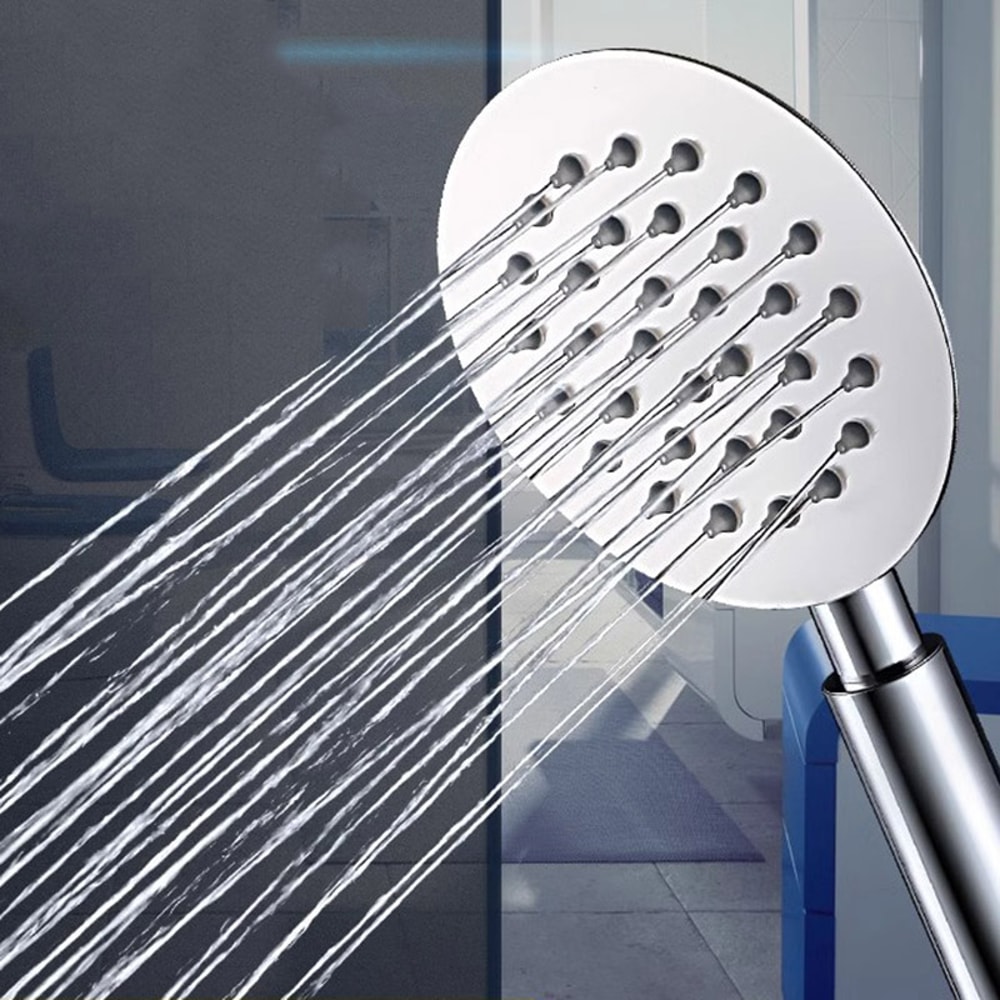 Booster Shower Head Handheld Set Stainless Steel Silicone Water Outlet Round Square 3