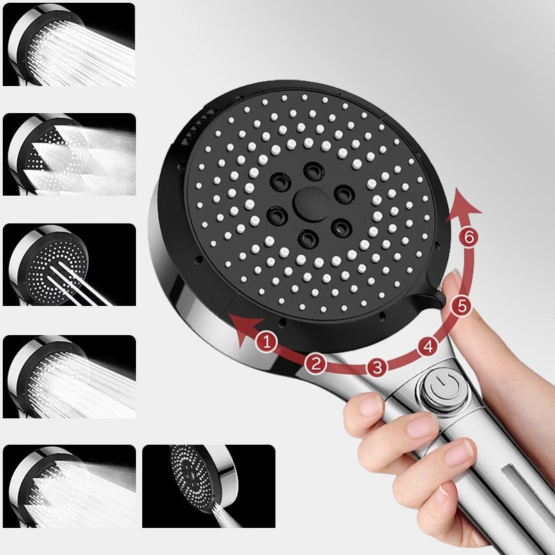 Multifunctional Modes Booster Shower Head Adjustable Filter Dechlorination Large Water Volume Showe 2