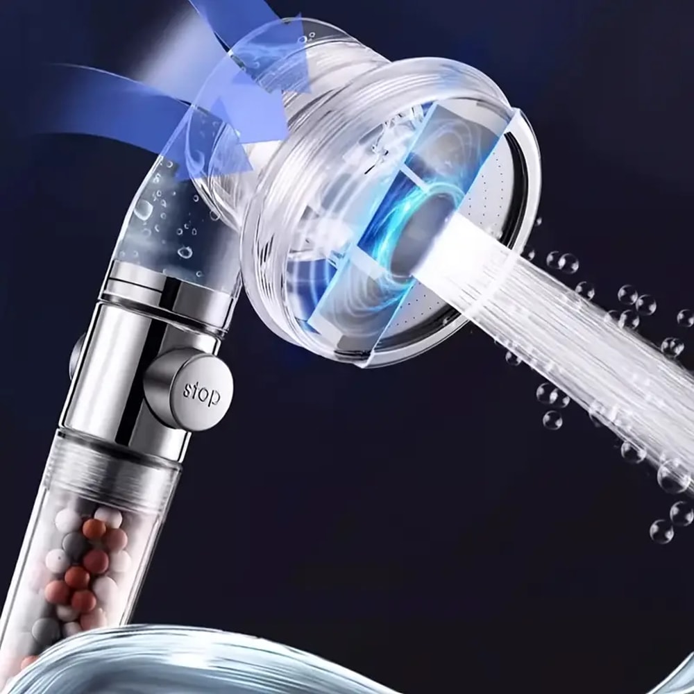 Negative Ion Booster Filter Shower Head With Modes And Onebutton Water Stop Handheld Watersaving Ba 1