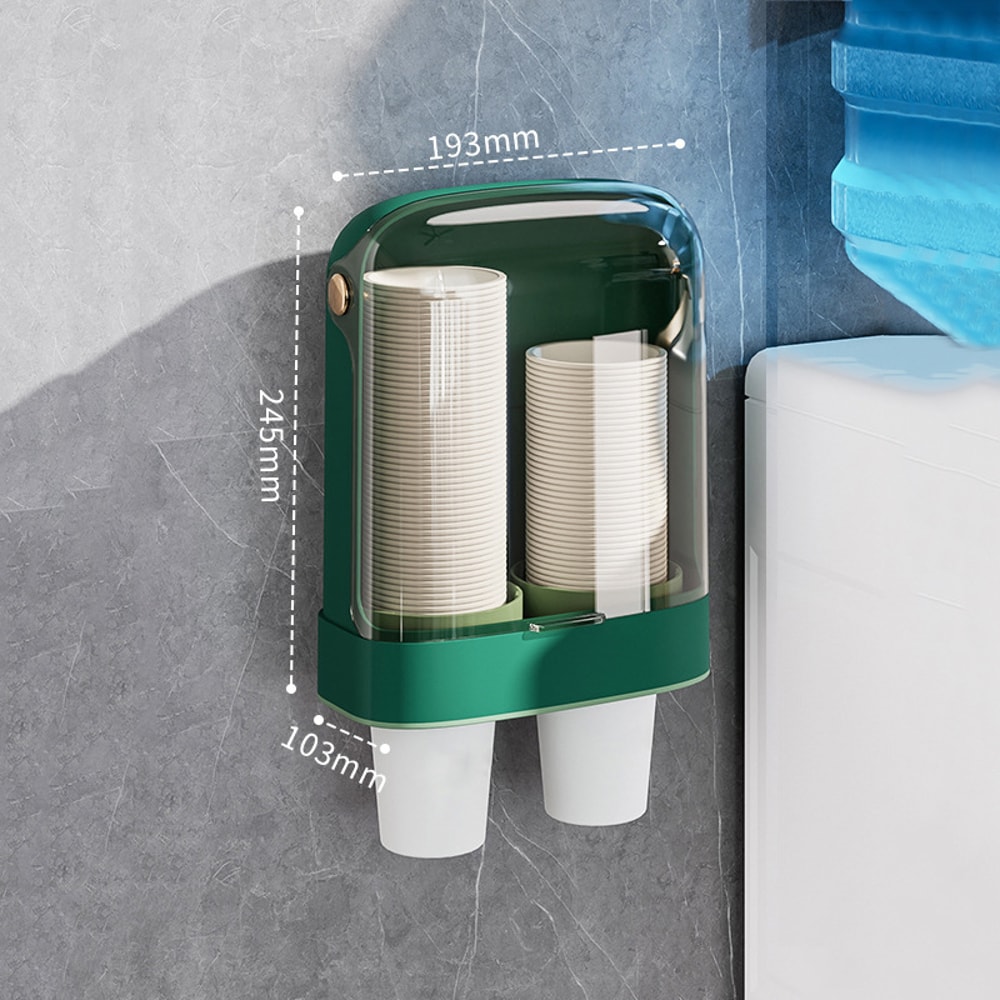 Household Paper Cup Holder WallMounted NoDrill Dustproof Cup Dispenser Storage Rack 8