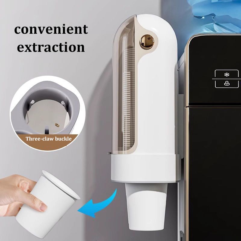 Household Paper Cup Holder WallMounted NoDrill Dustproof Cup Dispenser Storage Rack 4