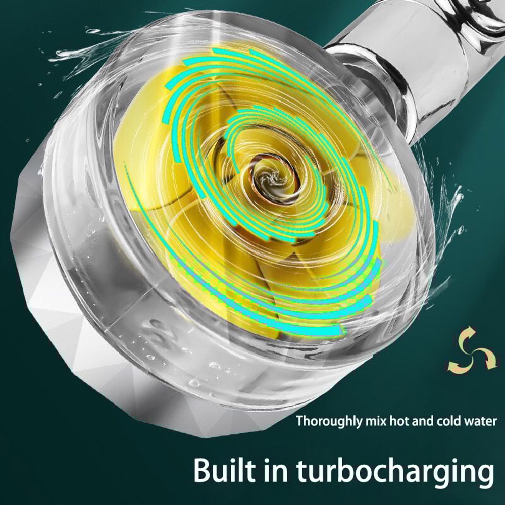 Small Waist Shower Head Turbo Fan High Pressure Rotating Handheld Shower Set Bathroom Accessories 2