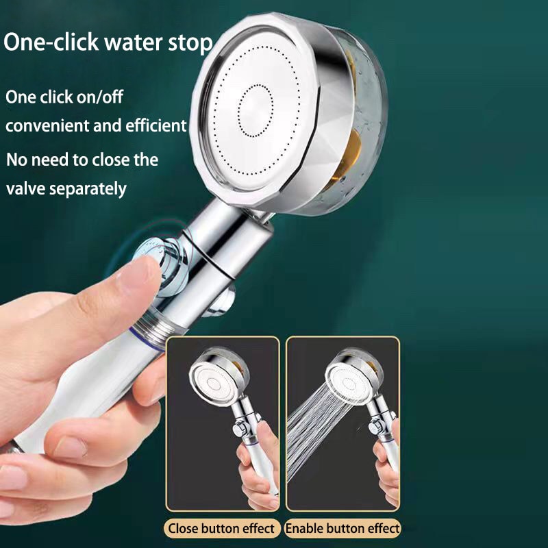 Small Waist Shower Head Turbo Fan High Pressure Rotating Handheld Shower Set Bathroom Accessories 3