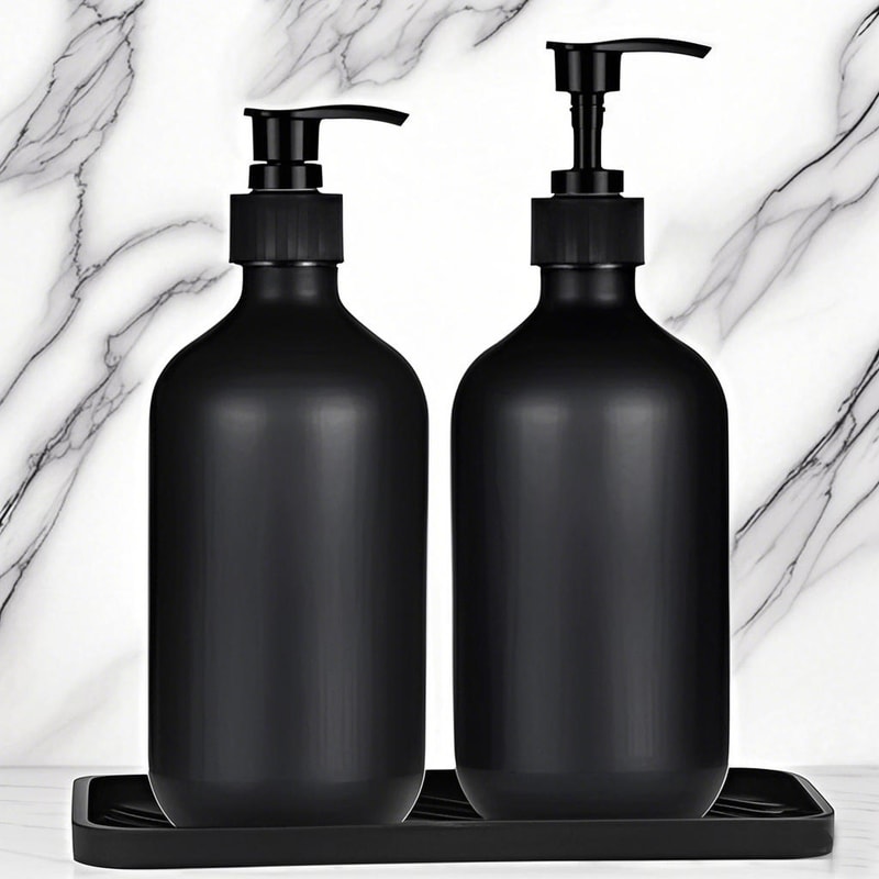 Matte Black Liquid Soap Dispenser Refillable Body Lotion Shampoo Conditioner Container Hotel Bathro 4