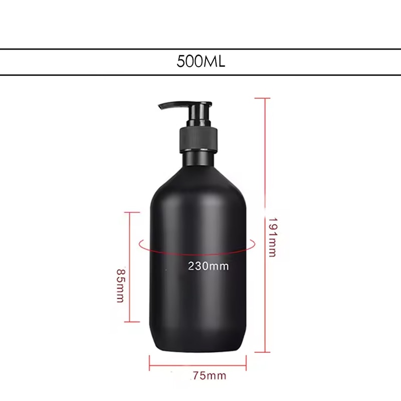 Matte Black Liquid Soap Dispenser Refillable Body Lotion Shampoo Conditioner Container Hotel Bathro 6